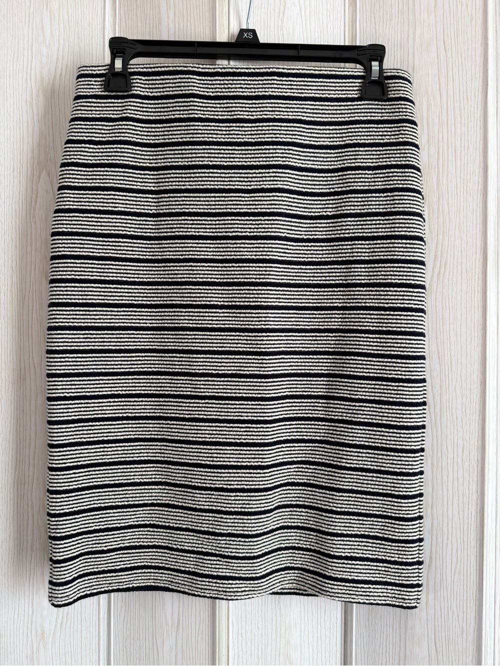 LOFT Black and White Striped Pencil Skirt